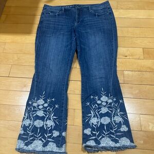 Laurie Felt Dark Blue Floral Embroidered Jeans